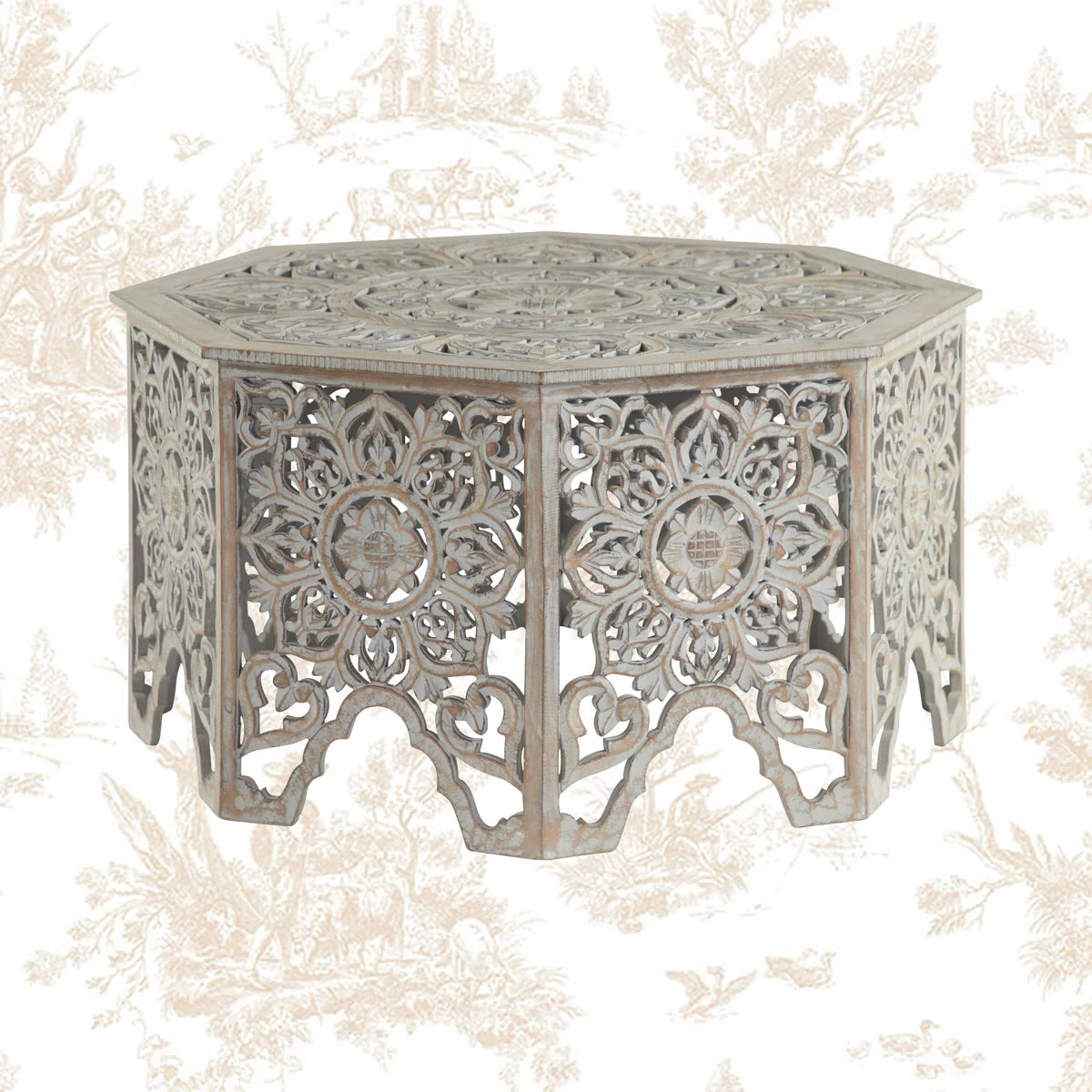 Carved Floral Coffee Table